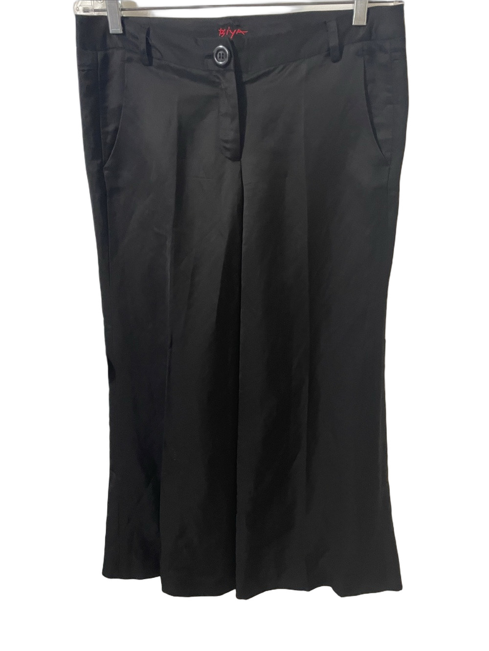 Biya by Johnny Was Black Satin Wide Leg Pants Size 6